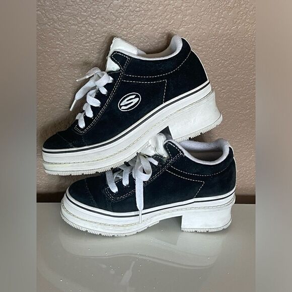 Vintage 90s Sketchers Platform Suede Shoe Size 1 - Picture 3 of 11